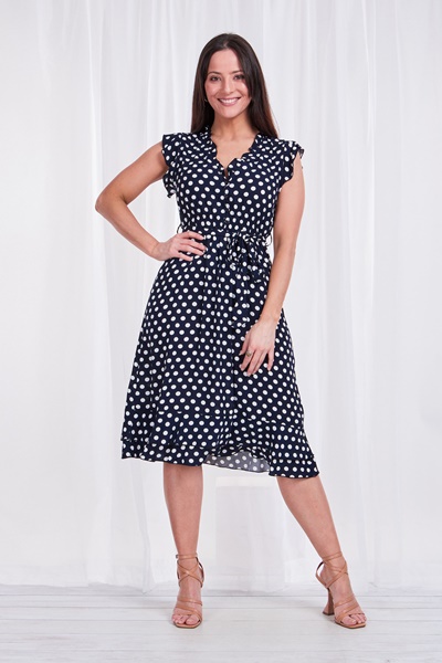 POLKA DOT TIE WAIST TEA DRESS