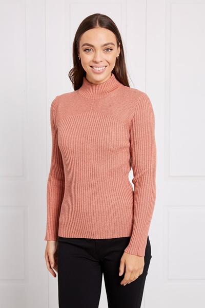 POLO NECK RIBBED KNIT JUMPER
