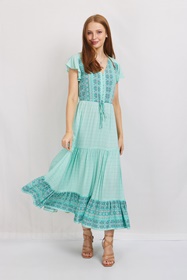 Printed Boho Midi Dress