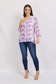Printed button front top