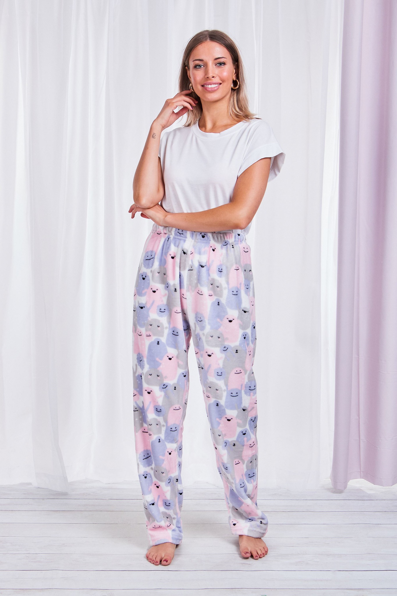 Printed Plush Pyjama Pants