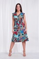 PRINTED TIE WAIST TEA DRESS