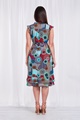 PRINTED TIE WAIST TEA DRESS