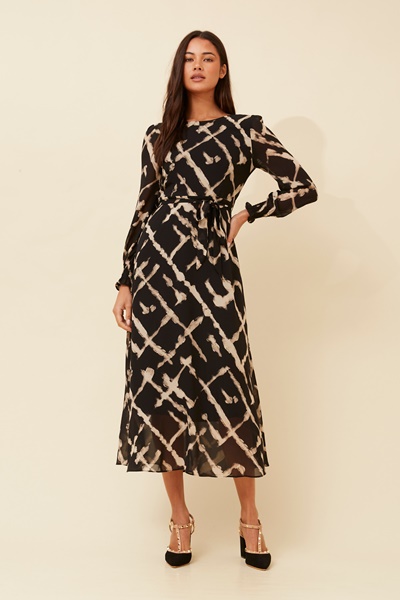 PRISCILLA ABSTRACT PRINT MAXI DRESS