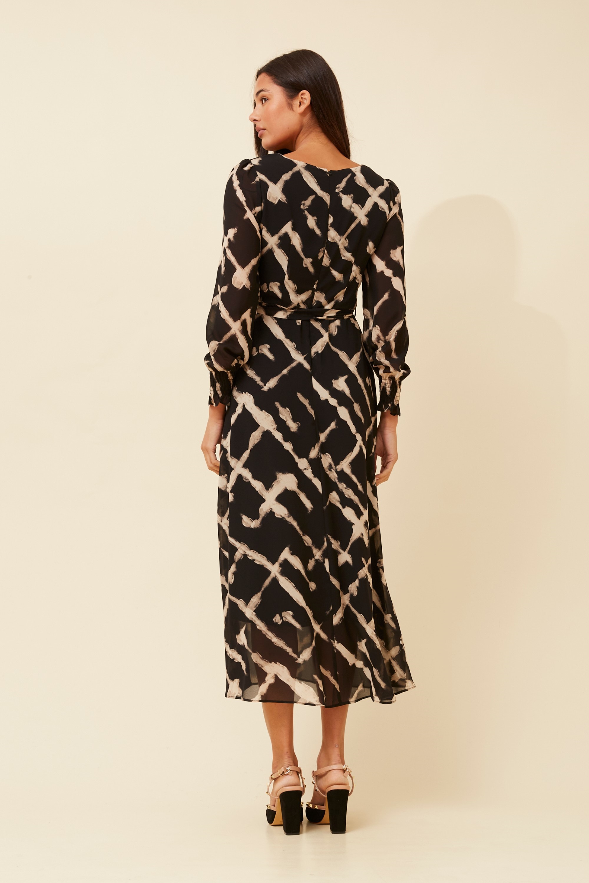 PRISCILLA ABSTRACT PRINT MAXI DRESS