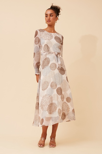 PRISCILLA ABSTRACT PRINT MAXI DRESS