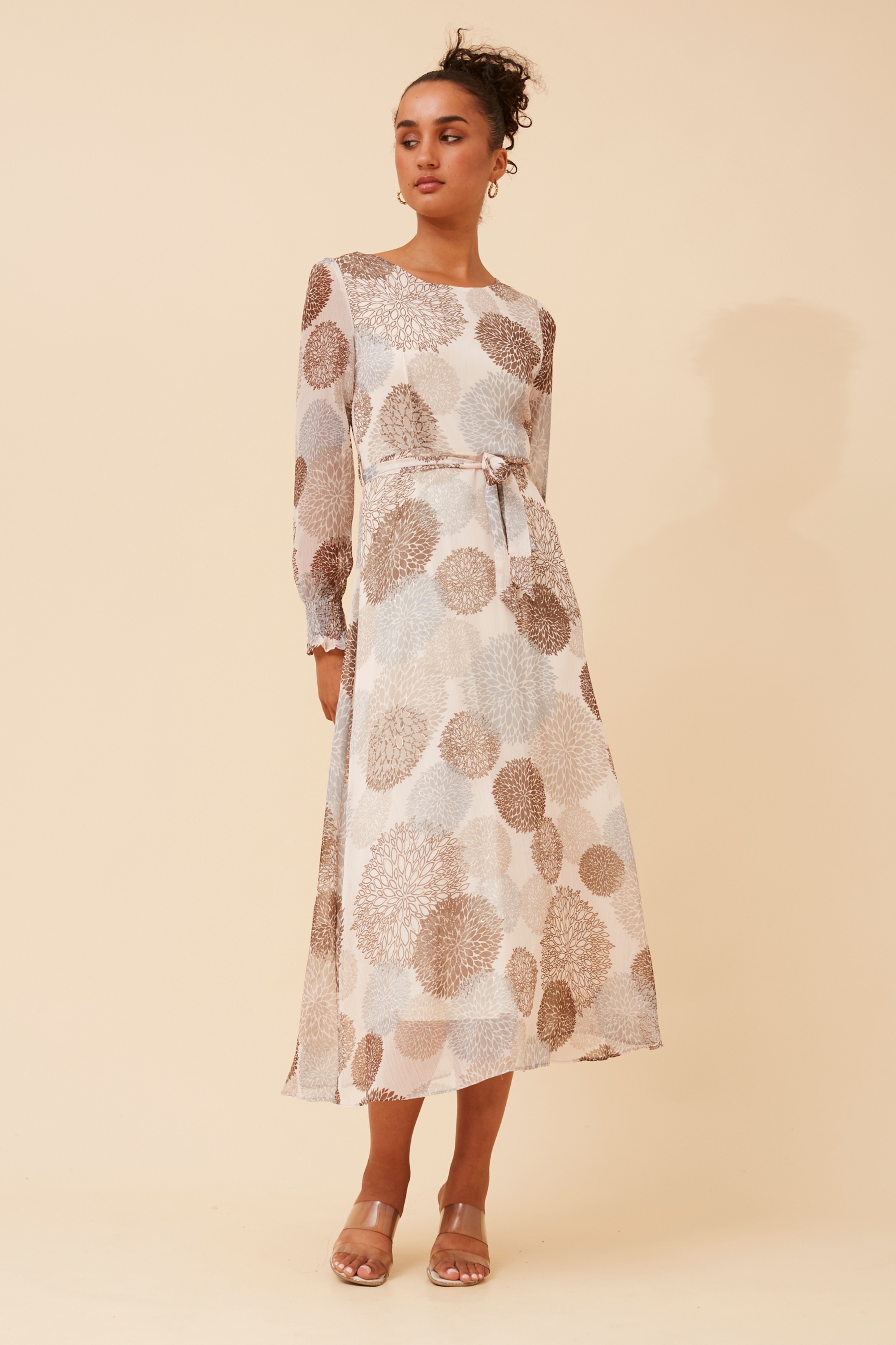 PRISCILLA ABSTRACT PRINT MAXI DRESS