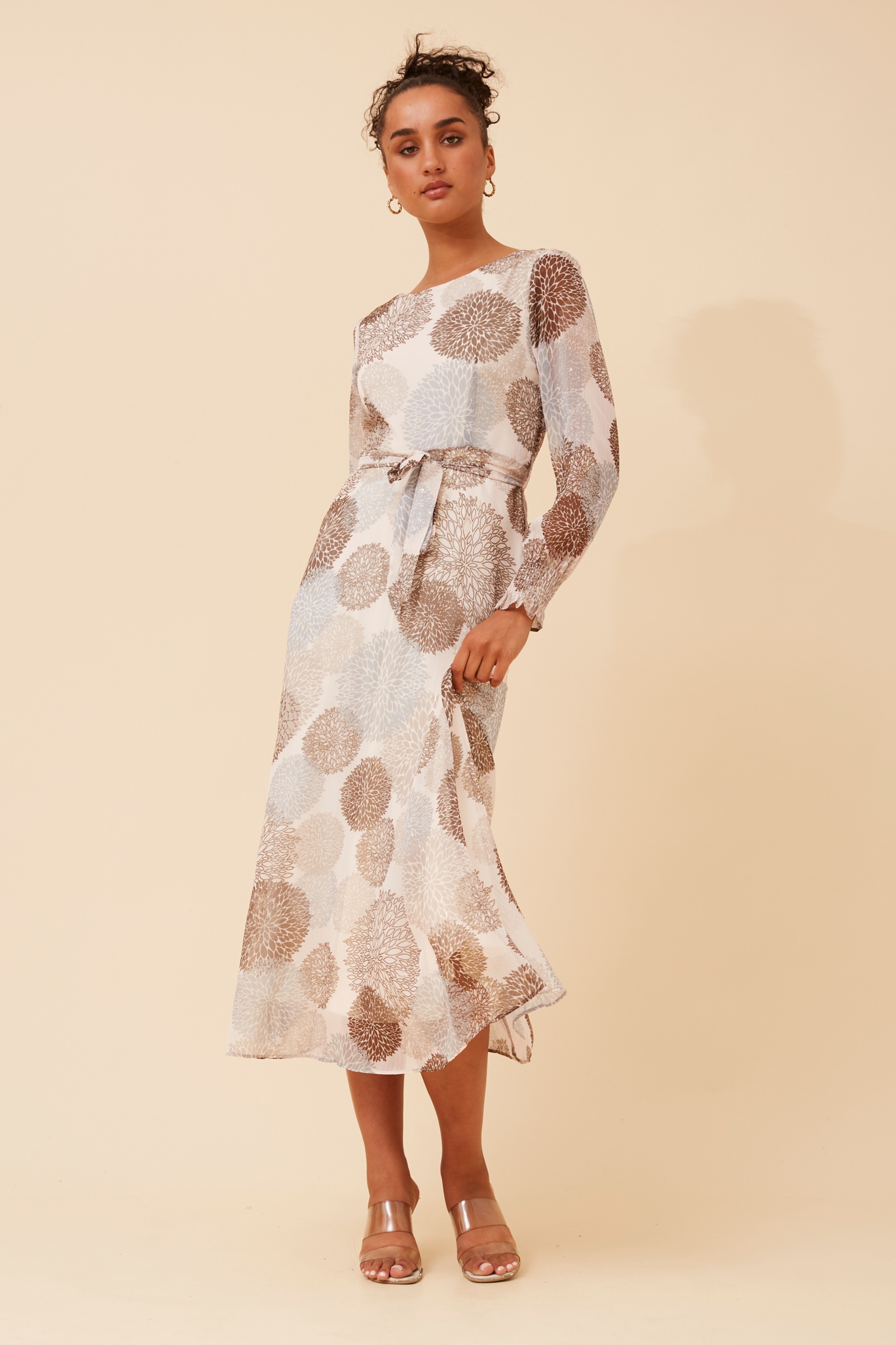 PRISCILLA ABSTRACT PRINT MAXI DRESS