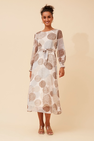 PRISCILLA ABSTRACT PRINT MAXI DRESS