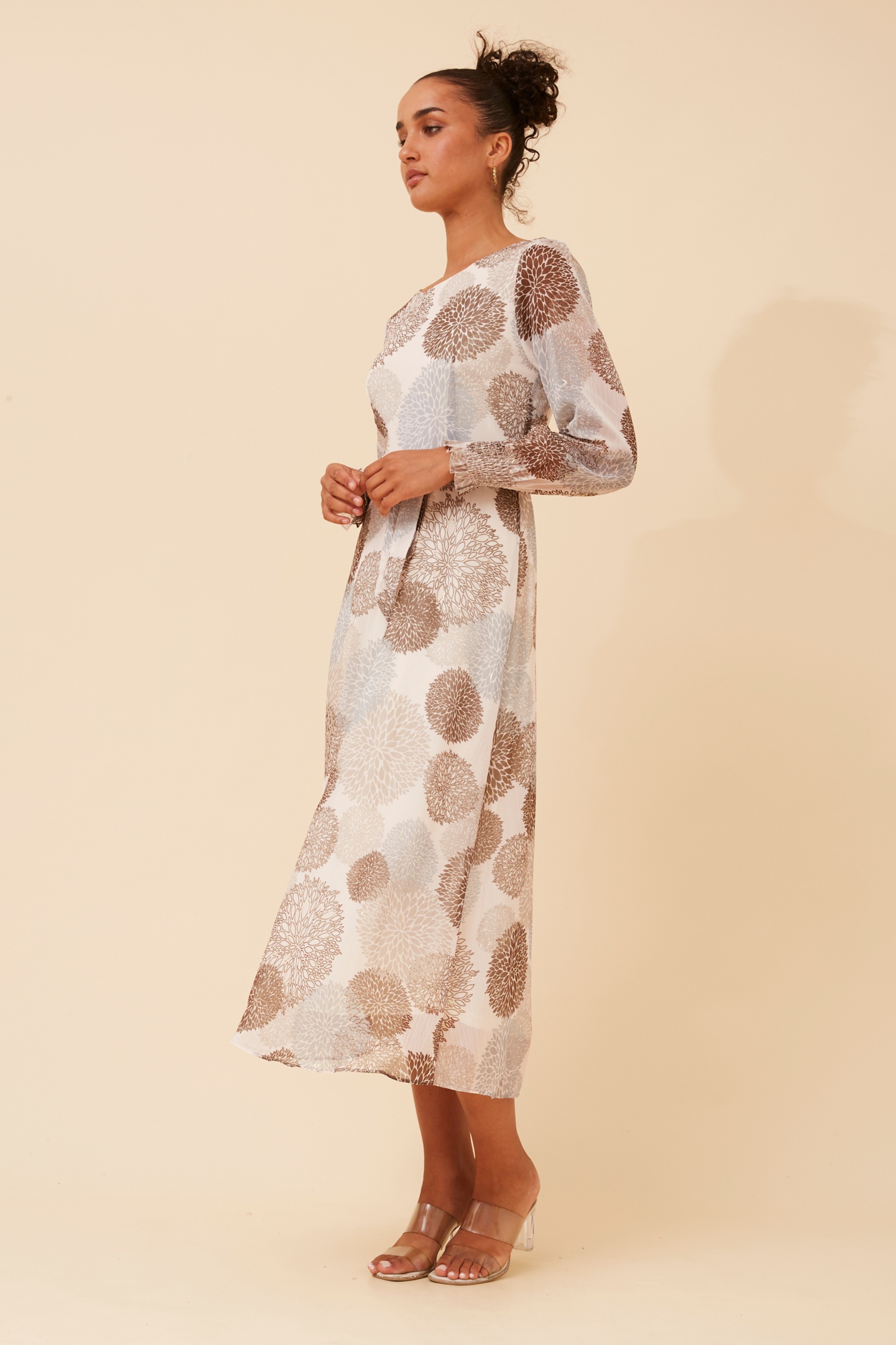 PRISCILLA ABSTRACT PRINT MAXI DRESS