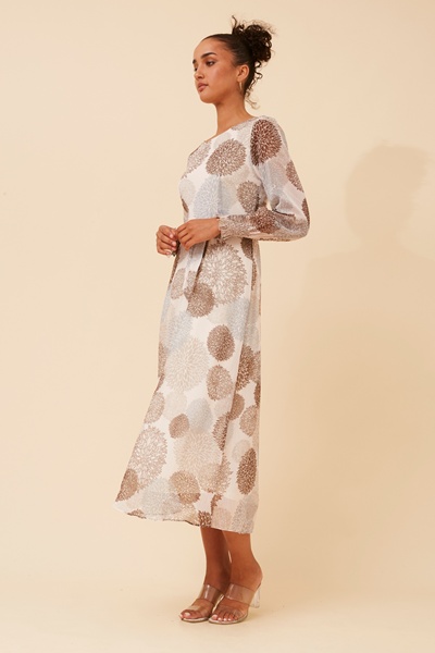 PRISCILLA ABSTRACT PRINT MAXI DRESS