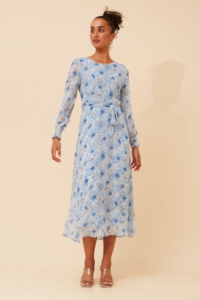 PRISCILLA ABSTRACT PRINT MAXI DRESS