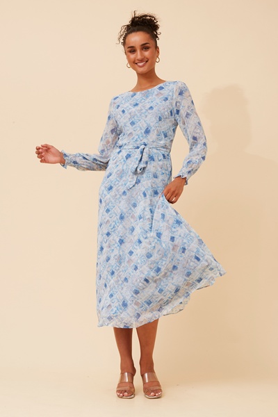 PRISCILLA ABSTRACT PRINT MAXI DRESS