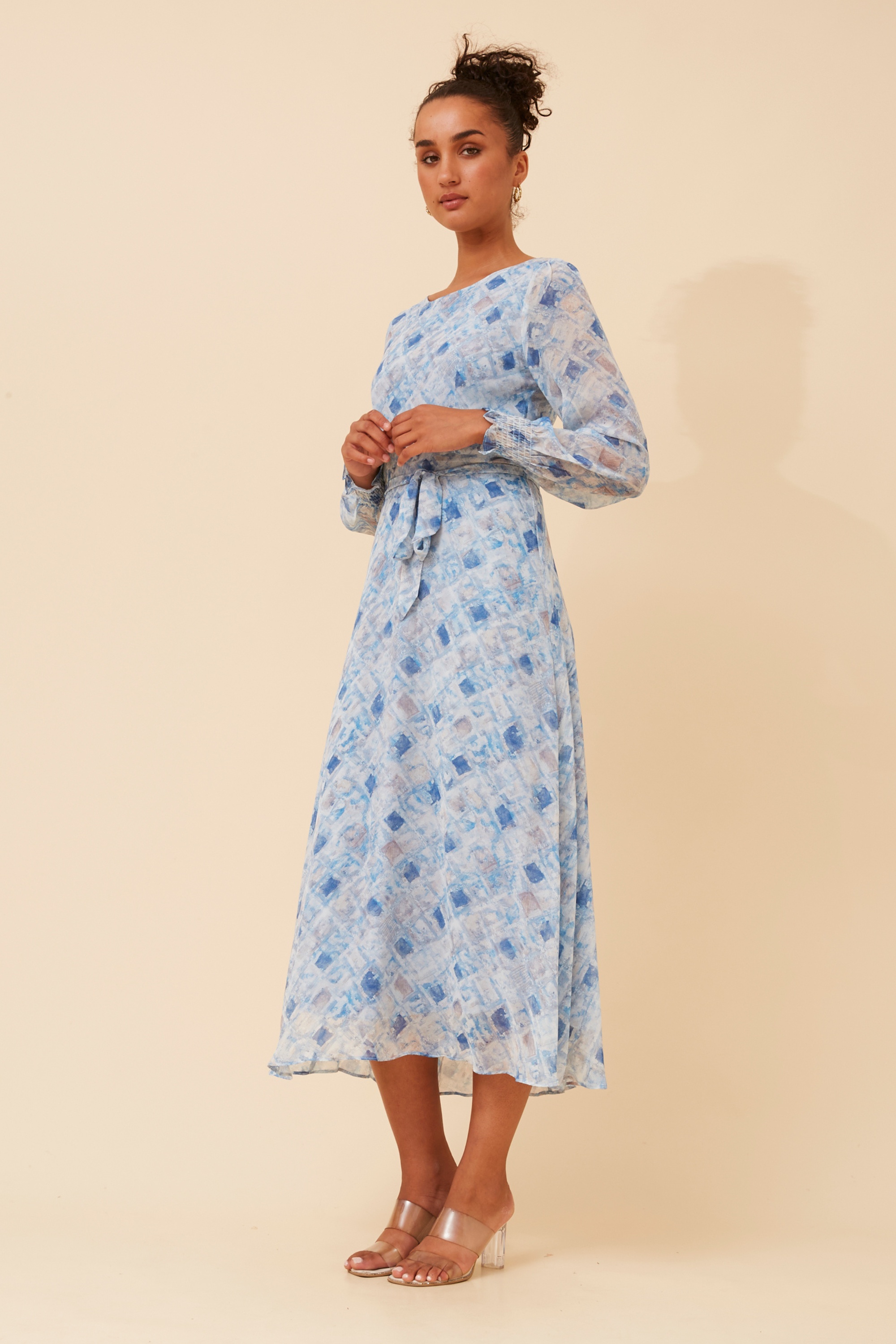 PRISCILLA ABSTRACT PRINT MAXI DRESS