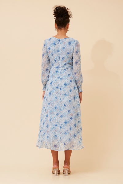 PRISCILLA ABSTRACT PRINT MAXI DRESS