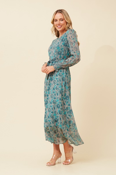 PRISCILLA FOIL PRINT MAXI DRESS