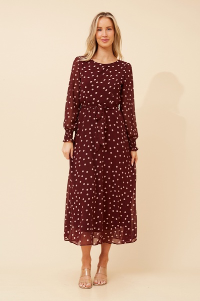 PRISCILLA POLKA DOT PRINT MAXI DRESS