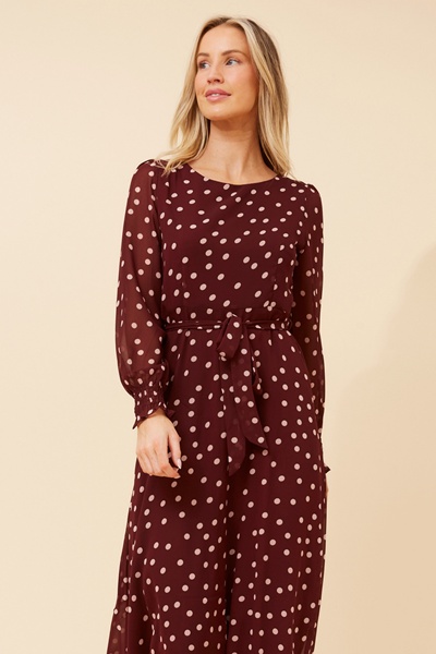 PRISCILLA POLKA DOT PRINT MAXI DRESS