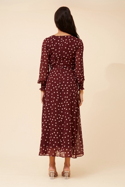 PRISCILLA POLKA DOT PRINT MAXI DRESS