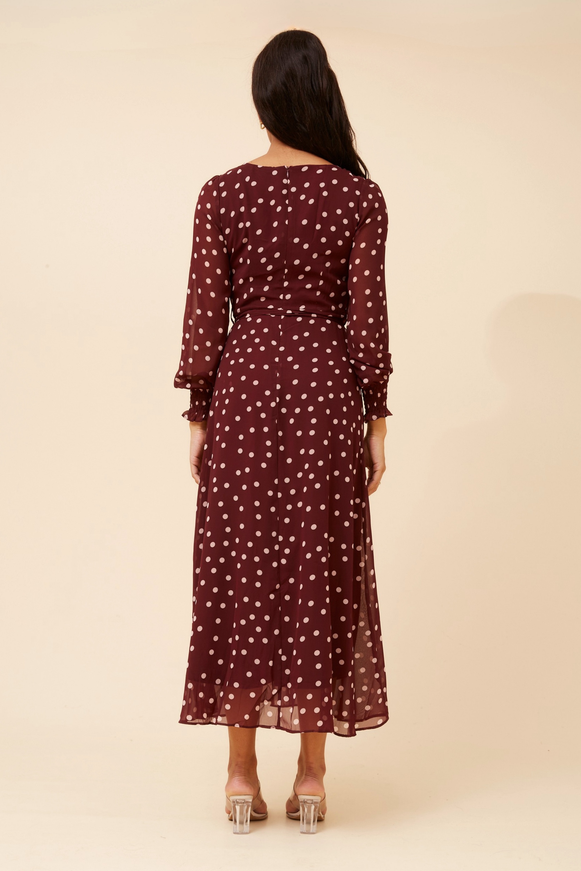 PRISCILLA POLKA DOT PRINT MAXI DRESS