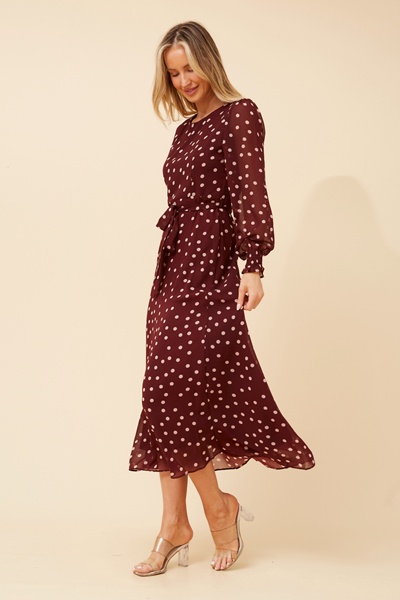 PRISCILLA POLKA DOT PRINT MAXI DRESS