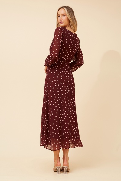 PRISCILLA POLKA DOT PRINT MAXI DRESS