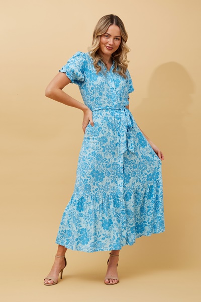 PUFF SLEEVE FLORAL MAXI DRESS | FEMME 