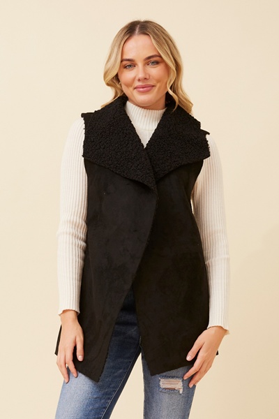 QUINTESSA FAUX SUEDE SHERPA VEST