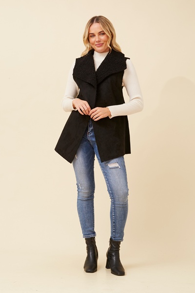 QUINTESSA FAUX SUEDE SHERPA VEST
