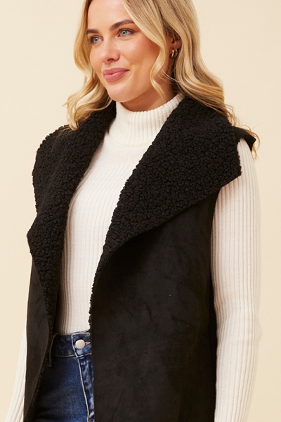 QUINTESSA FAUX SUEDE SHERPA VEST