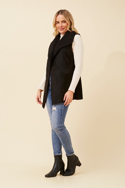 QUINTESSA FAUX SUEDE SHERPA VEST