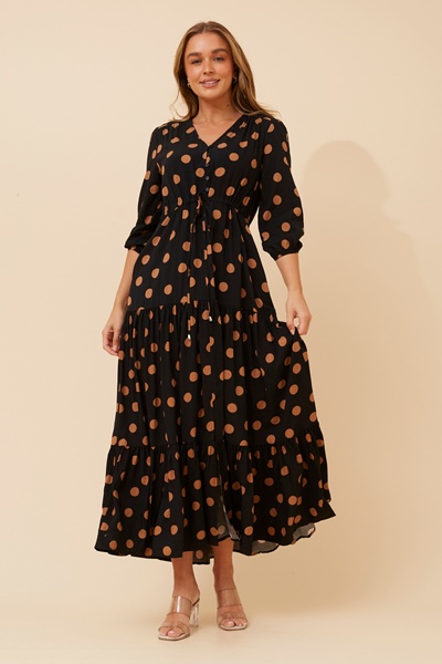 RAELA POLKA DOT PRINT MAXI DRESS