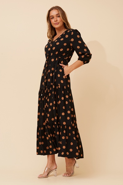 RAELA POLKA DOT PRINT MAXI DRESS