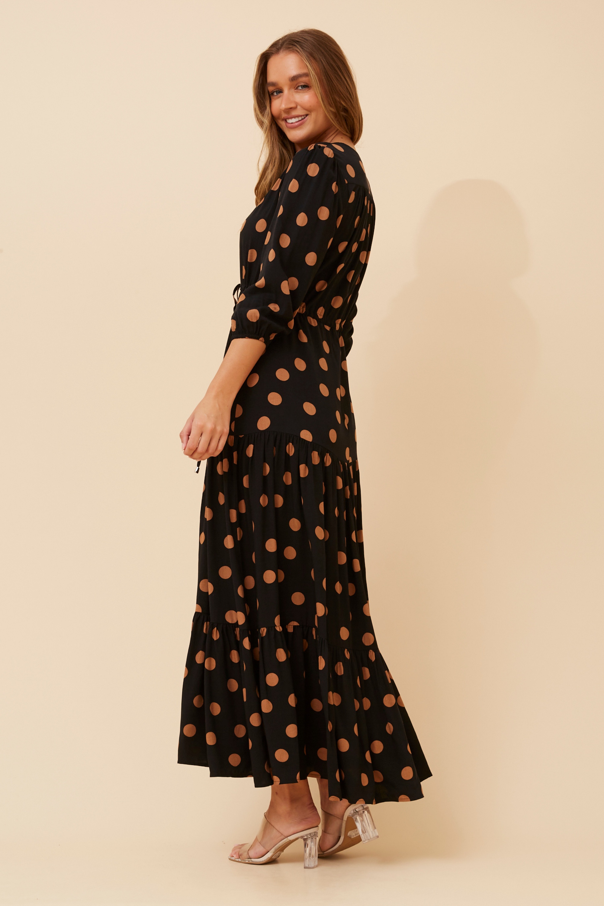 RAELA POLKA DOT PRINT MAXI DRESS
