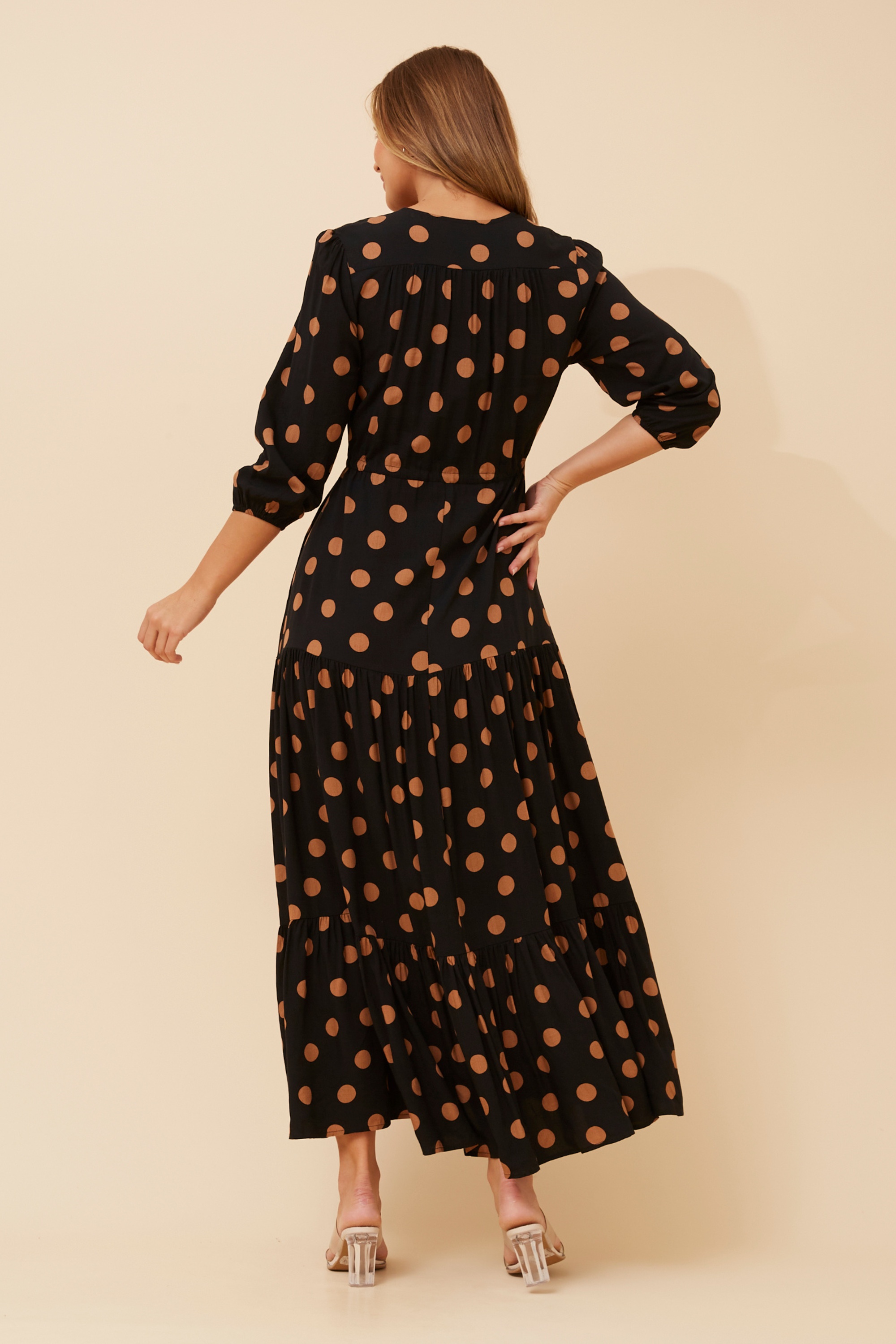 RAELA POLKA DOT PRINT MAXI DRESS