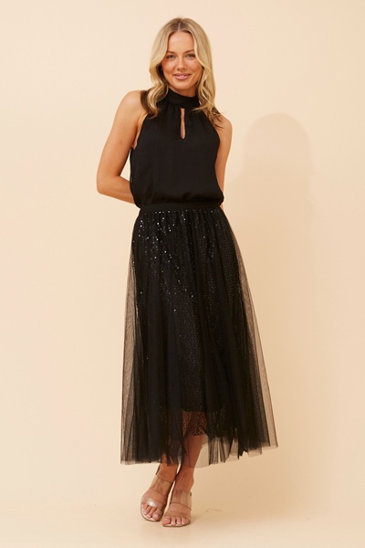 RAIDEN MESH MIDI SKIRT