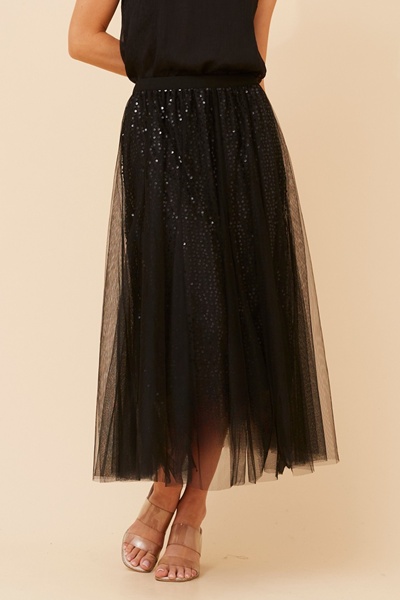 RAIDEN MESH MIDI SKIRT