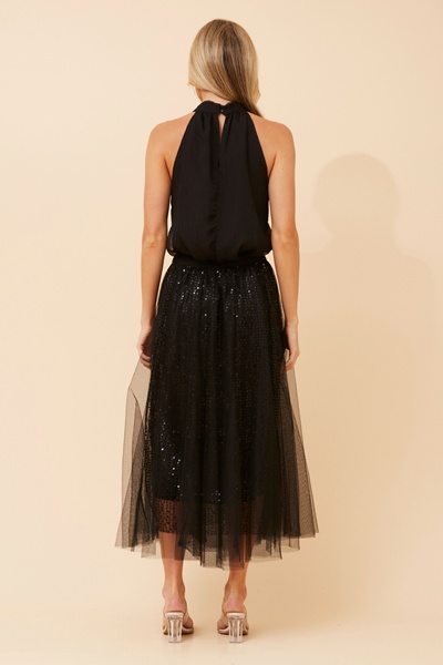 RAIDEN MESH MIDI SKIRT