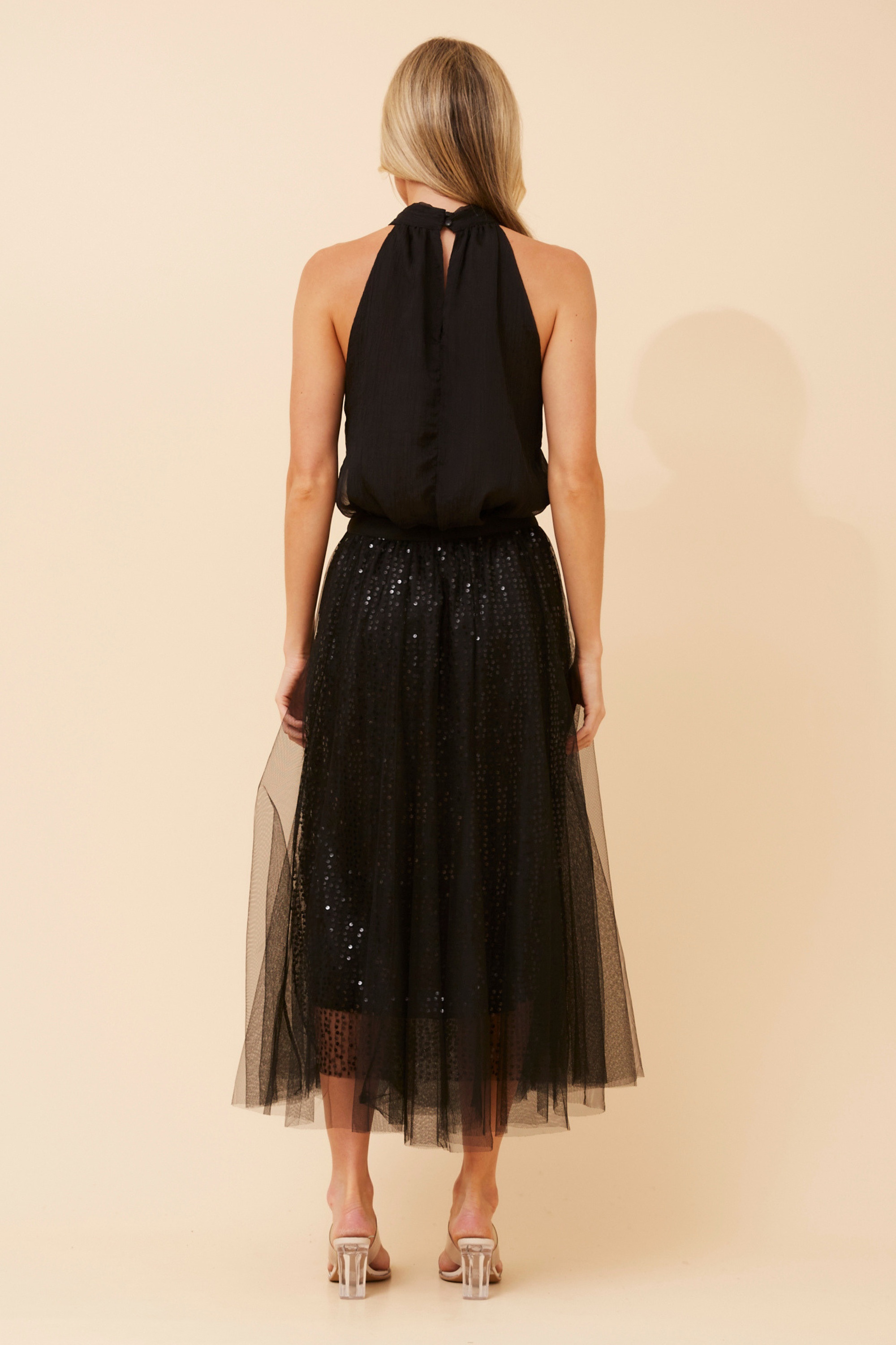 RAIDEN MESH MIDI SKIRT