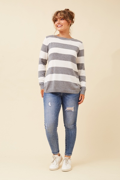 RAMIA STRIPE KNIT PULLOVER