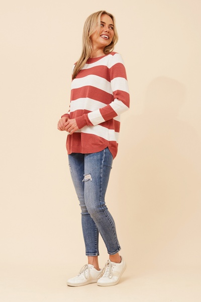 RAMIA STRIPE KNIT PULLOVER