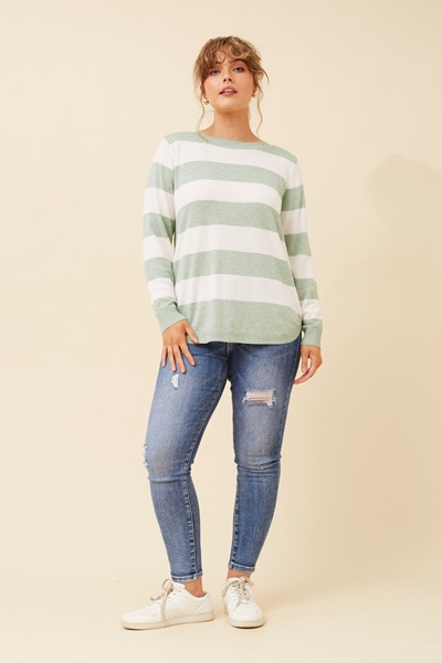 RAMIA STRIPE KNIT PULLOVER