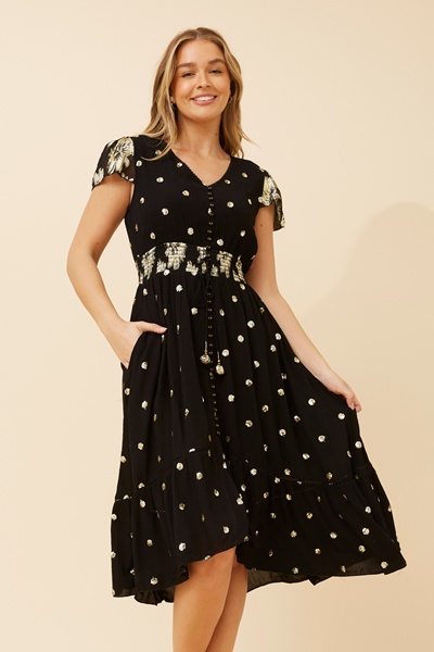 RASHANA SEQUIN MIDI DRESS