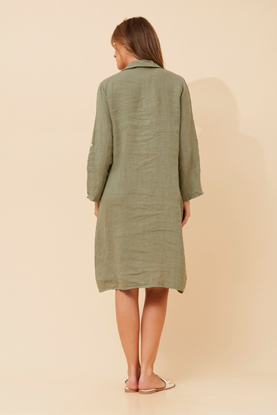 RAVINIA SOLID LINEN SHIRT DRESS