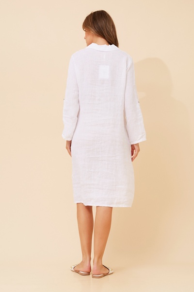 RAVINIA SOLID LINEN SHIRT DRESS