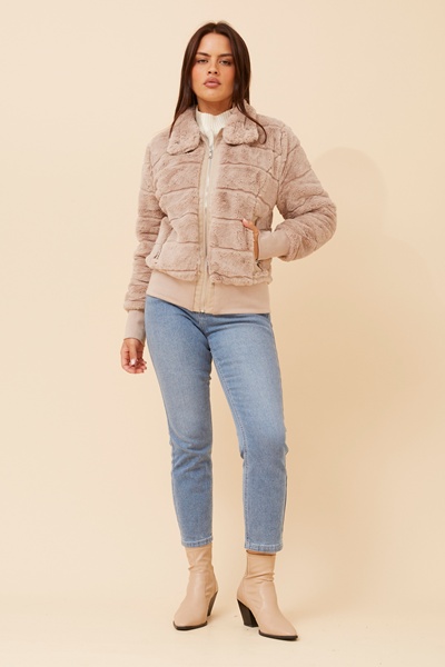 RAYMA FAUX FUR BOMBER JACKET