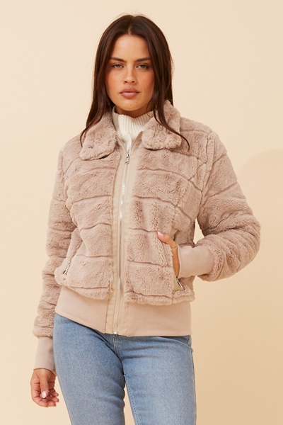 RAYMA FAUX FUR BOMBER JACKET