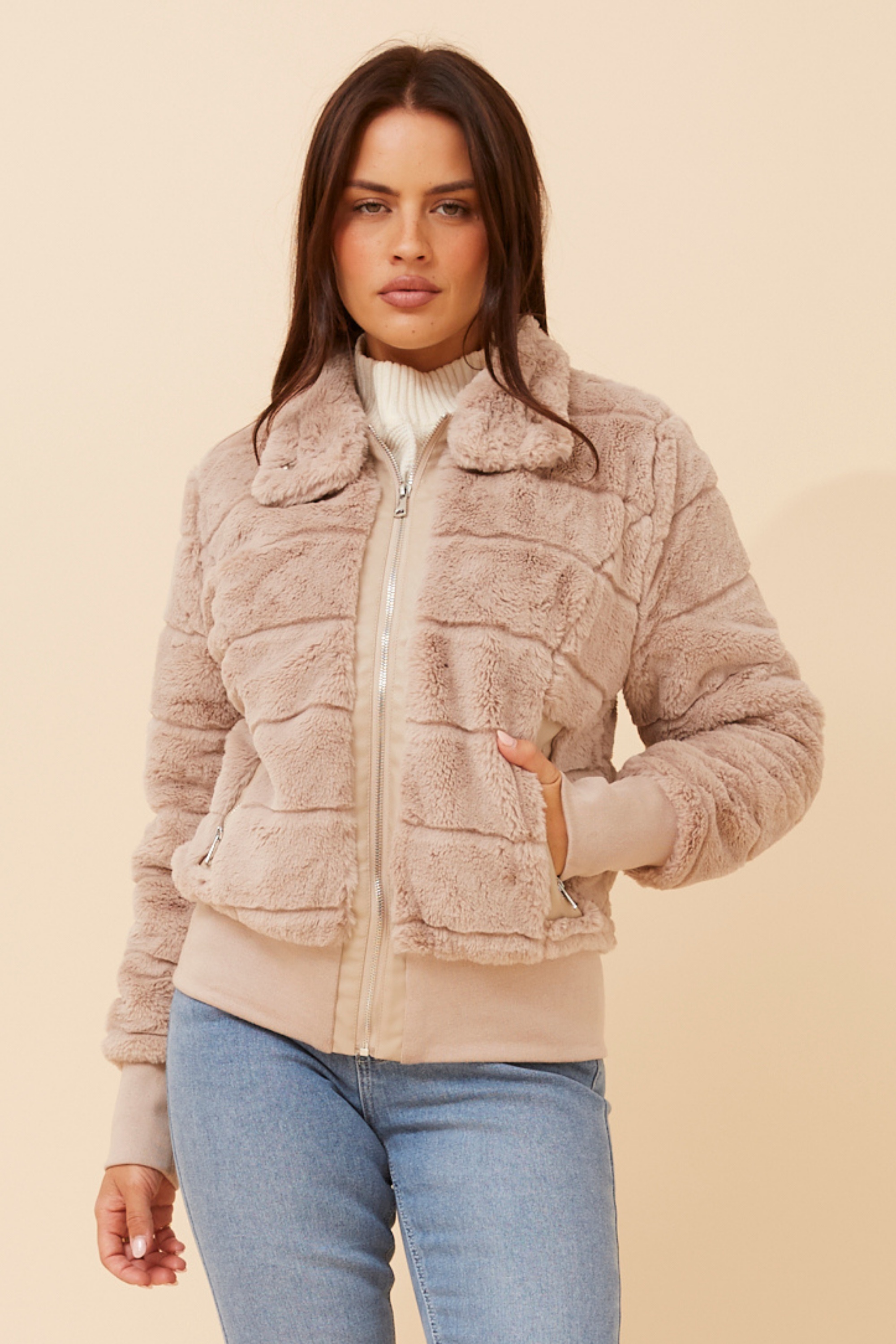 RAYMA FAUX FUR BOMBER JACKET