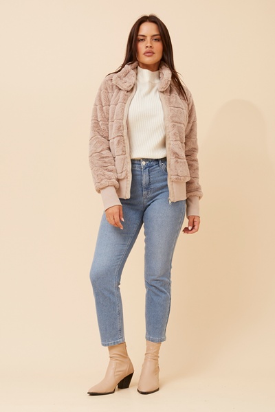 RAYMA FAUX FUR BOMBER JACKET