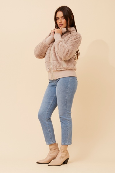 RAYMA FAUX FUR BOMBER JACKET